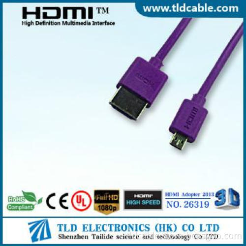 Purple Slim HDMI Cable A to D
